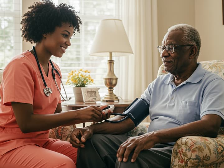 A caregiver watching a Treasure Coast Hospice caregiving video at home